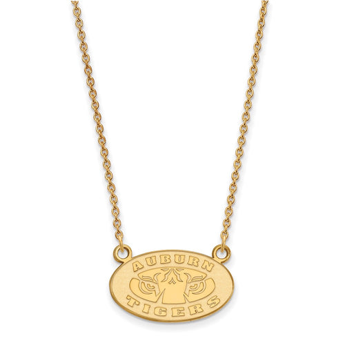 10k Gold LogoArt Auburn Tigers Small Pendant 18 inch Necklace