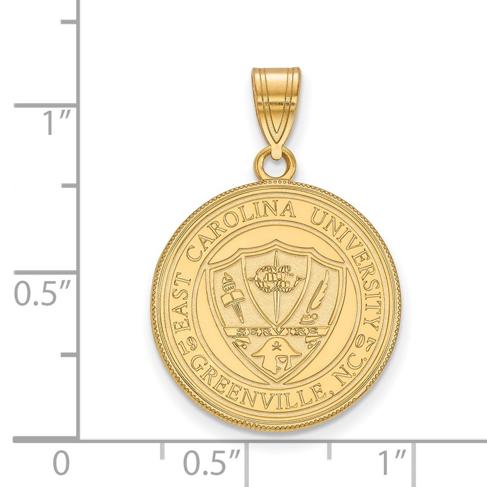 Sterling Silver Gold-plated LogoArt East Carolina University Large Crest Pendant