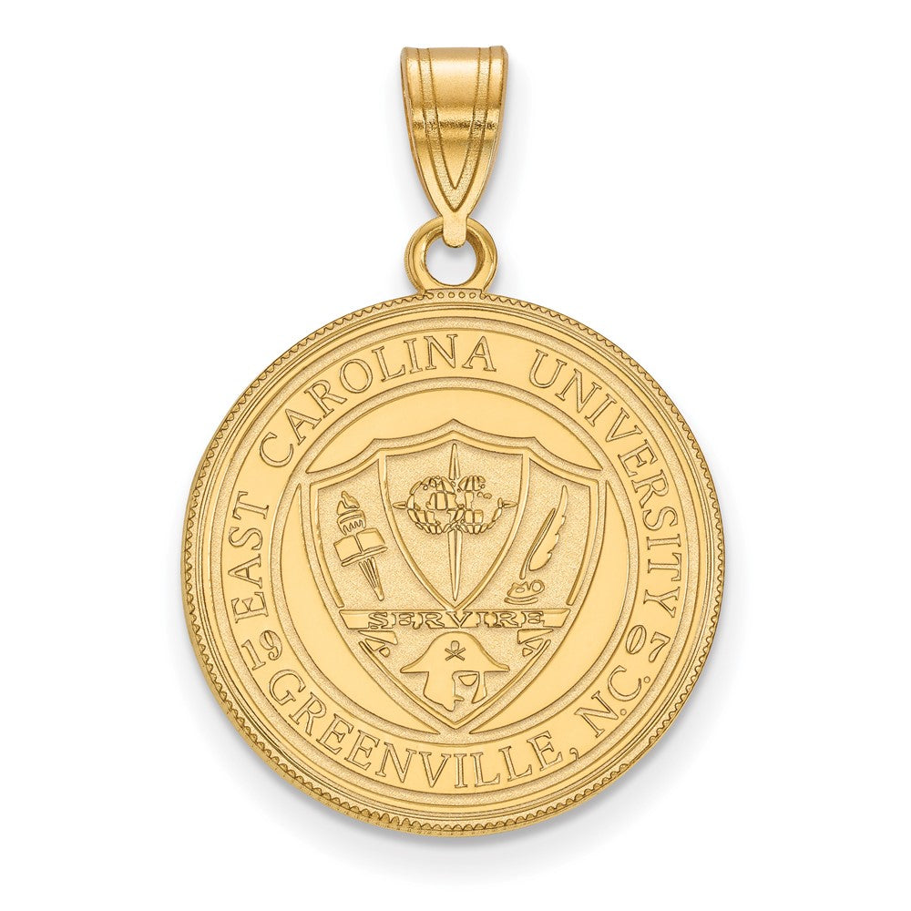 Sterling Silver Gold-plated LogoArt East Carolina University Large Crest Pendant