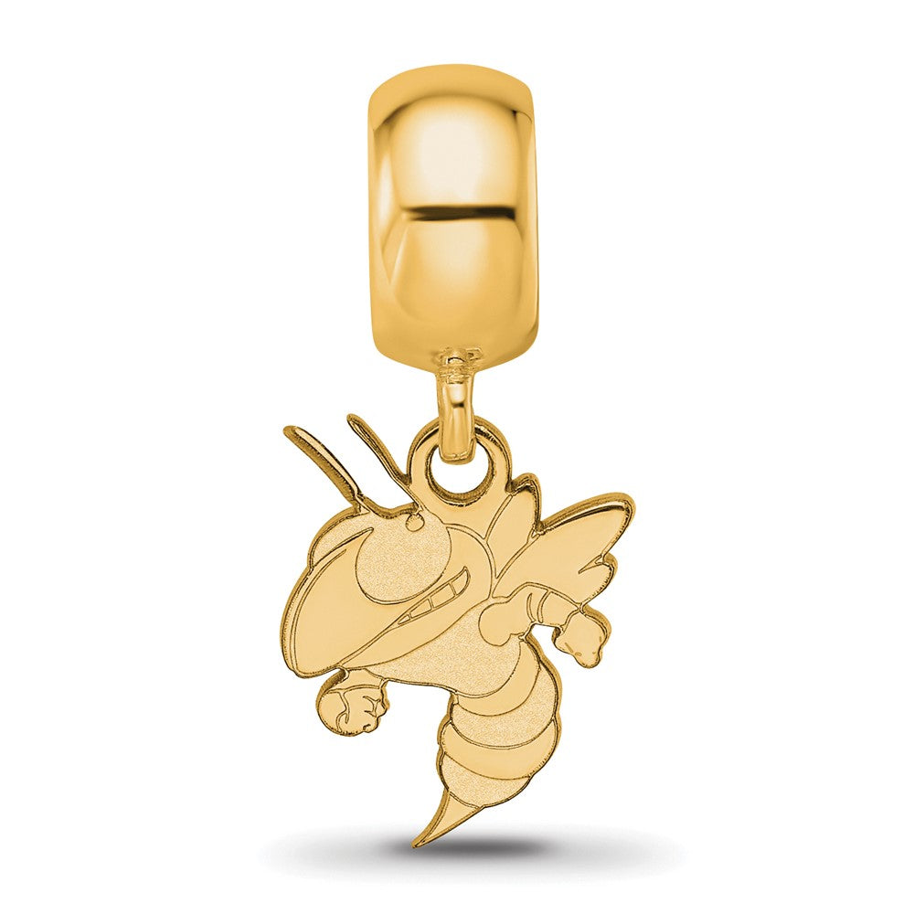 Sterling Silver Gold-plated LogoArt Georgia Institute of Technology Yellow Jacket Small Dangle Bead Charm