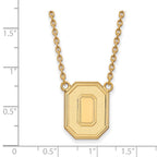 Sterling Silver Gold-plated LogoArt The Ohio State University Letter O Large Pendant 18 inch Necklace