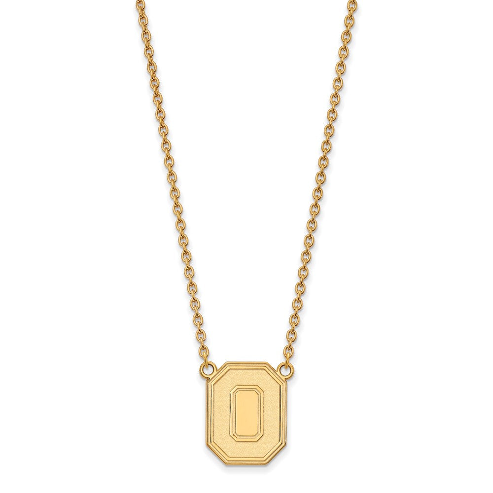 Sterling Silver Gold-plated LogoArt The Ohio State University Letter O Large Pendant 18 inch Necklace