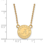 Sterling Silver Gold-plated LogoArt University of Alabama Crimson Tide Small Pendant 18 inch Necklace