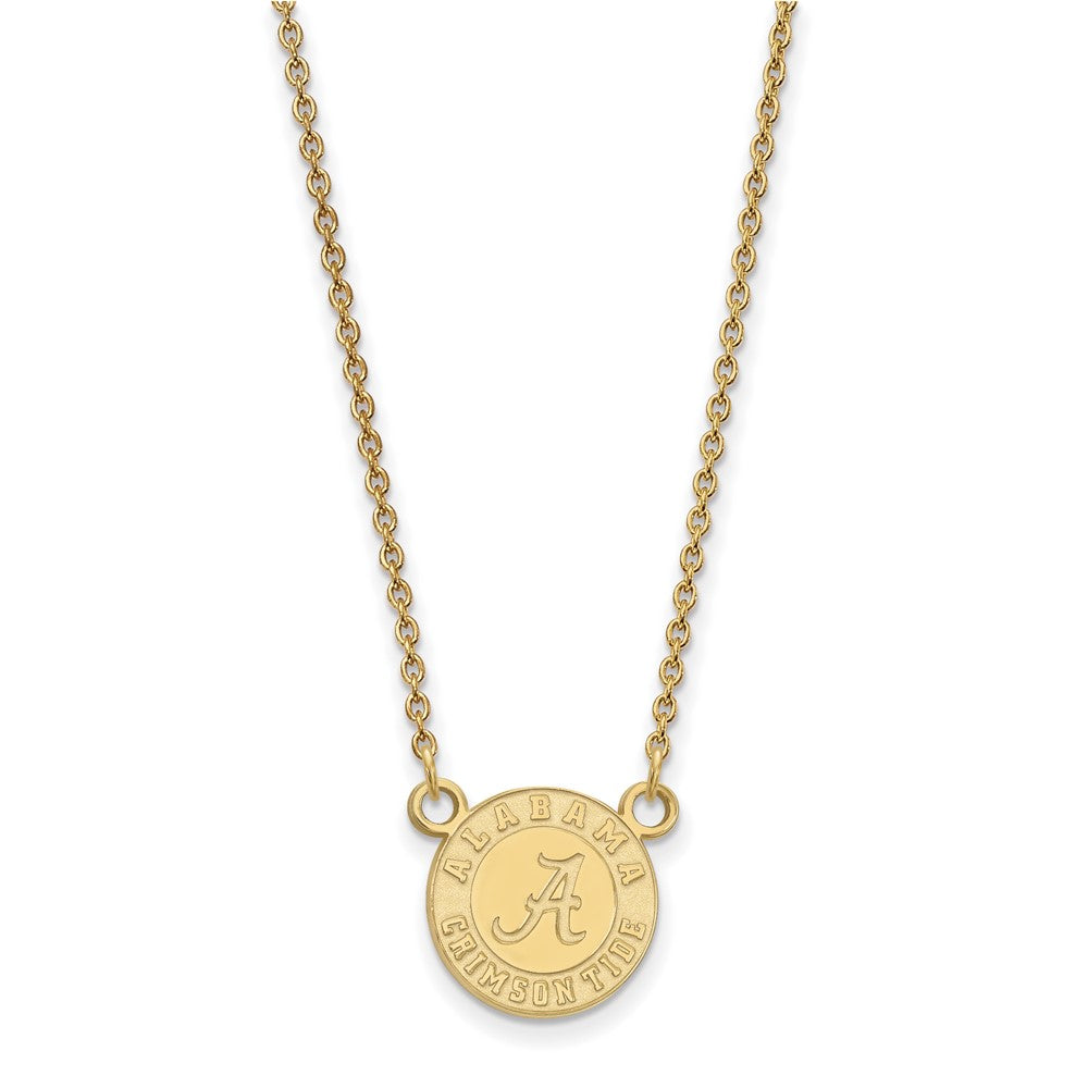Sterling Silver Gold-plated LogoArt University of Alabama Crimson Tide Small Pendant 18 inch Necklace