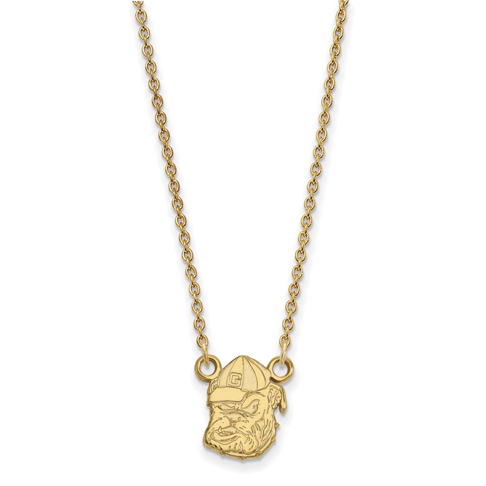 14k Gold LogoArt University of Georgia Bulldog Small Pendant 18 inch Necklace