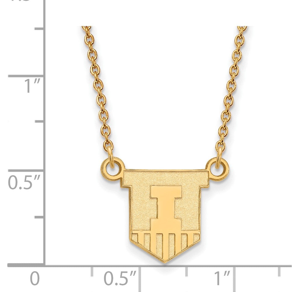 10k Gold LogoArt University of Illinois Victory Badge Small Pendant 18 inch Necklace