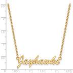 Sterling Silver Gold-plated LogoArt University of Kansas Jayhawks Script Pendant 18 inch Necklace