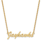 Sterling Silver Gold-plated LogoArt University of Kansas Jayhawks Script Pendant 18 inch Necklace
