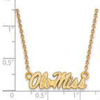 Sterling Silver Gold-plated LogoArt University of Mississippi Ole Miss Small Pendant 18 inch Necklace