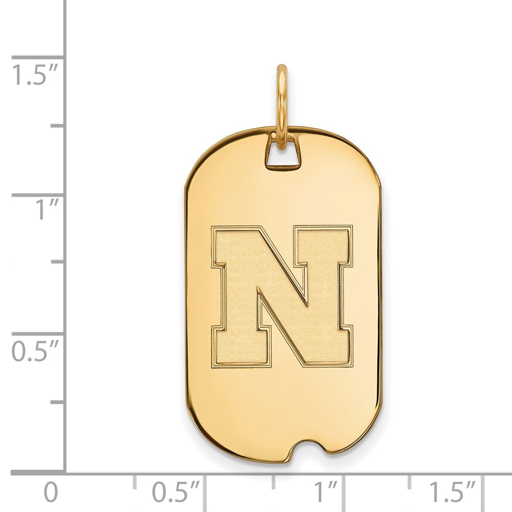 14k Gold LogoArt University of Nebraska Letter N Small Dog Tag Pendant