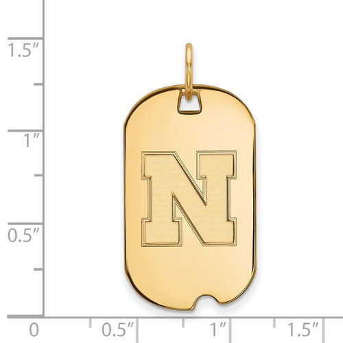 10k Gold LogoArt University of Nebraska Letter N Small Dog Tag Pendant