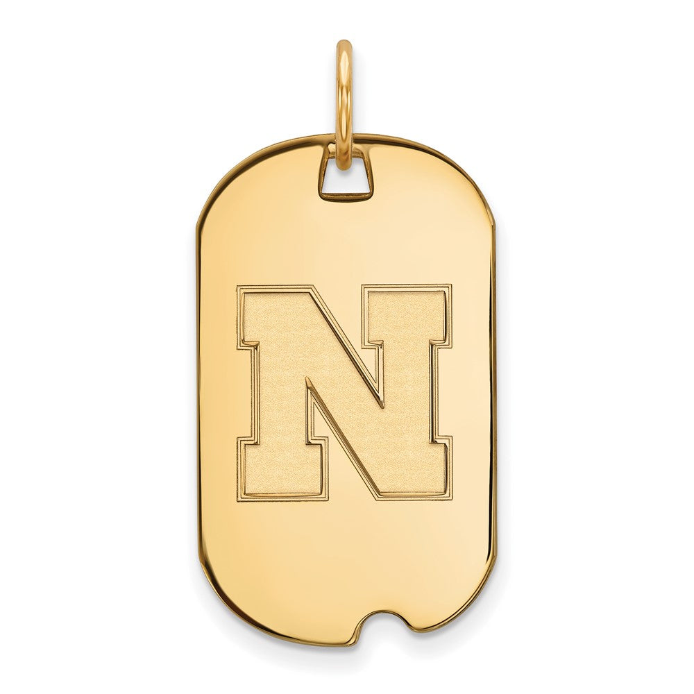 10k Gold LogoArt University of Nebraska Letter N Small Dog Tag Pendant