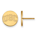 Sterling Silver Gold-plated University of Southern California U-S-C Extra Small Disc Post Earrings