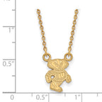 Sterling Silver Gold-plated LogoArt University of Wisconsin Badger Sm Pendant 18 inch Necklace