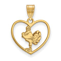 Sterling Silver Gold-plated LogoArt Virginia Tech HokieBird Heart Pendant