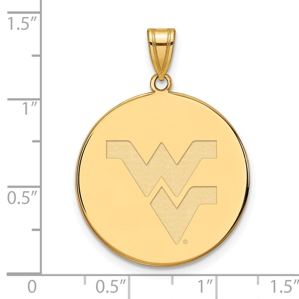 Sterling Silver Gold-plated LogoArt West Virginia University W-V Extra Large Disc Pendant