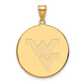 Sterling Silver Gold-plated LogoArt West Virginia University W-V Extra Large Disc Pendant