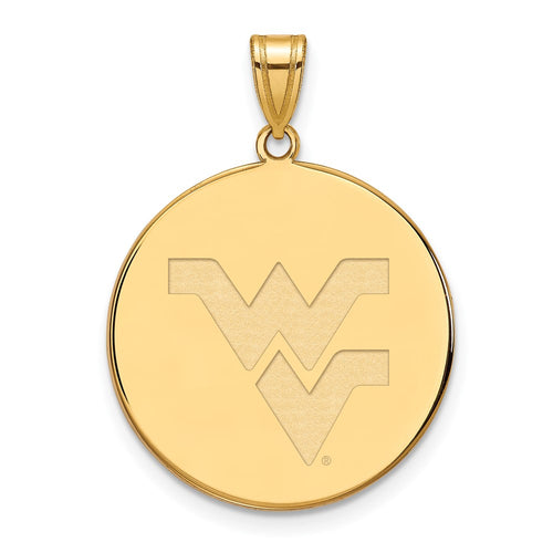 10k Gold LogoArt West Virginia University W-V Extra Large Disc Pendant