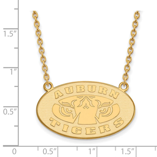 10k Gold LogoArt Auburn Tigers Large Pendant 18 inch Necklace