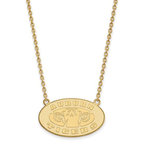 10k Gold LogoArt Auburn Tigers Large Pendant 18 inch Necklace