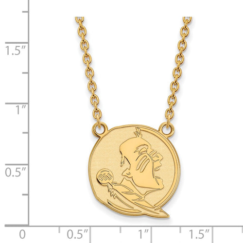 10k Gold LogoArt Florida State University Seminole Large Pendant 18 inch Necklace
