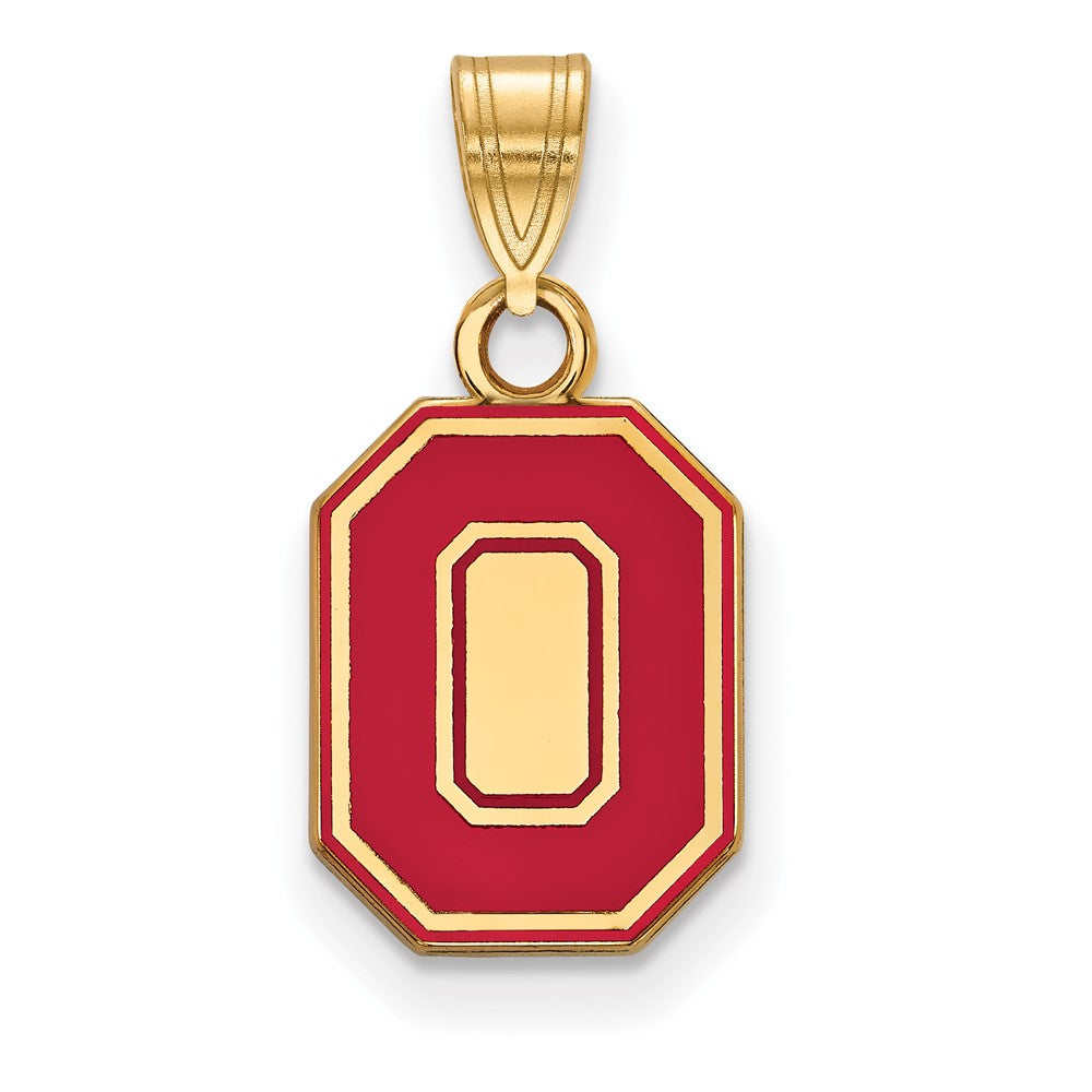 Sterling Silver Gold-plated LogoArt The Ohio State University Letter O Small Enameled Pendant