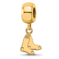 Sterling Silver Gold Plated Major League Baseball LogoArt Boston Red Sox Extra Small Dangle Bead