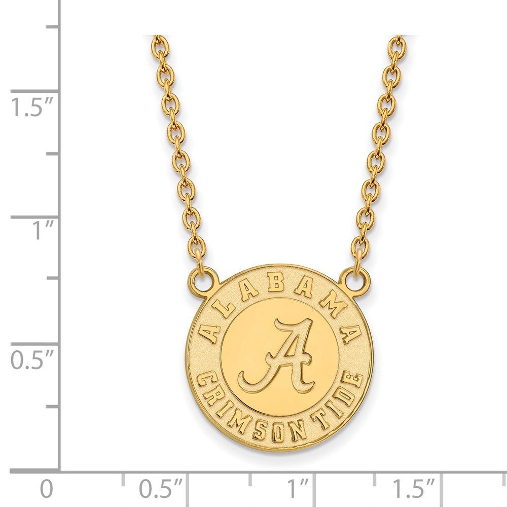 Sterling Silver Gold-plated LogoArt University of Alabama Crimson Tide Large Pendant 18 inch Necklace