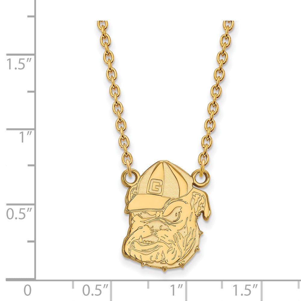 10k Gold LogoArt University of Georgia Bulldog Large Pendant 18 inch Necklace