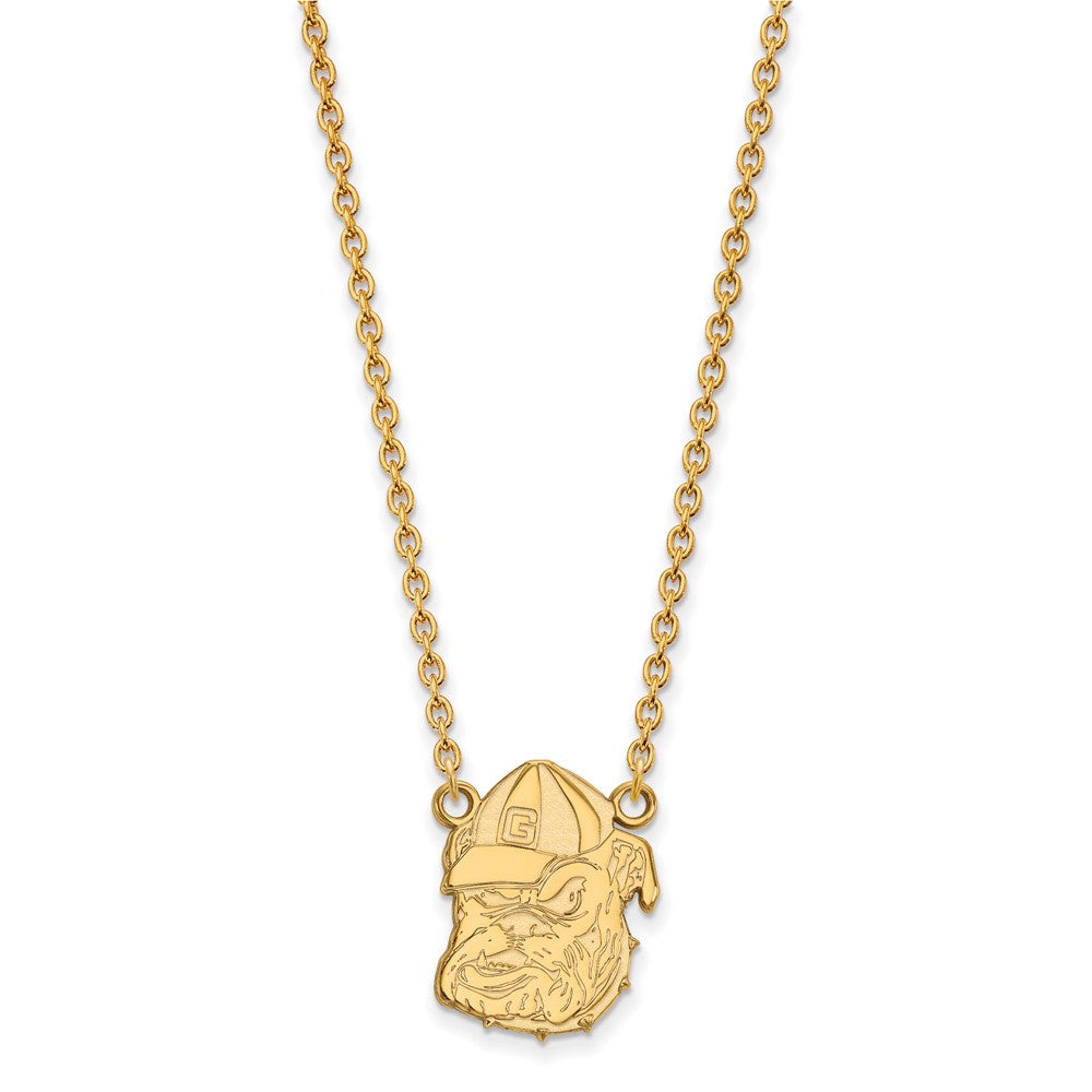 10k Gold LogoArt University of Georgia Bulldog Large Pendant 18 inch Necklace
