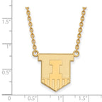 10k Gold LogoArt University of Illinois Victory Badge Large Pendant 18 inch Necklace