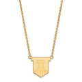 Sterling Silver Gold-plated LogoArt University of Illinois Victory Badge Large Pendant 18 inch Necklace