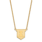 Sterling Silver Gold-plated LogoArt University of Illinois Victory Badge Large Pendant 18 inch Necklace
