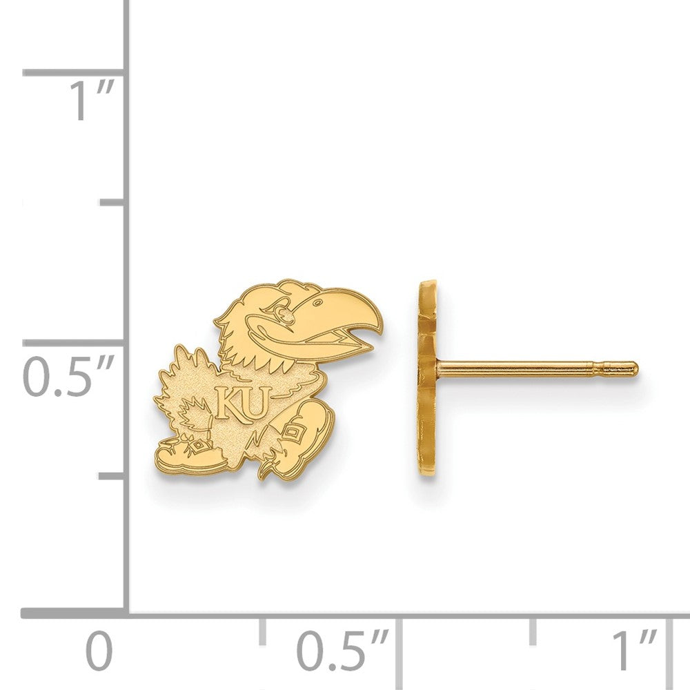 10k Gold LogoArt University of Kansas Jayhawk Extra Small Post Earrings