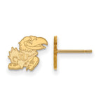 14k Gold LogoArt University of Kansas Jayhawk Extra Small Post Earrings