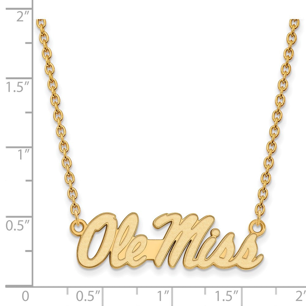 14k Gold LogoArt University of Mississippi Ole Miss Large Pendant 18 inch Necklace