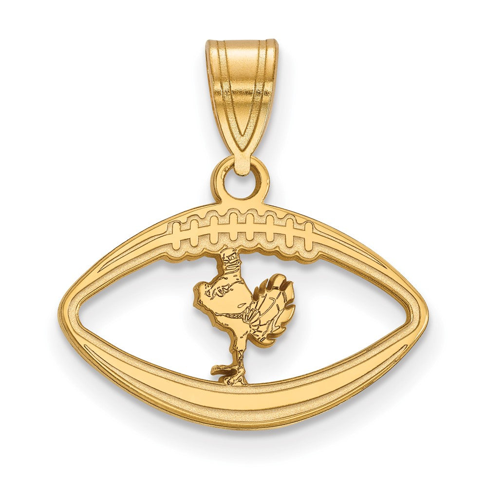 Sterling Silver Gold-plated LogoArt Virginia Tech HokieBird Football Pendant