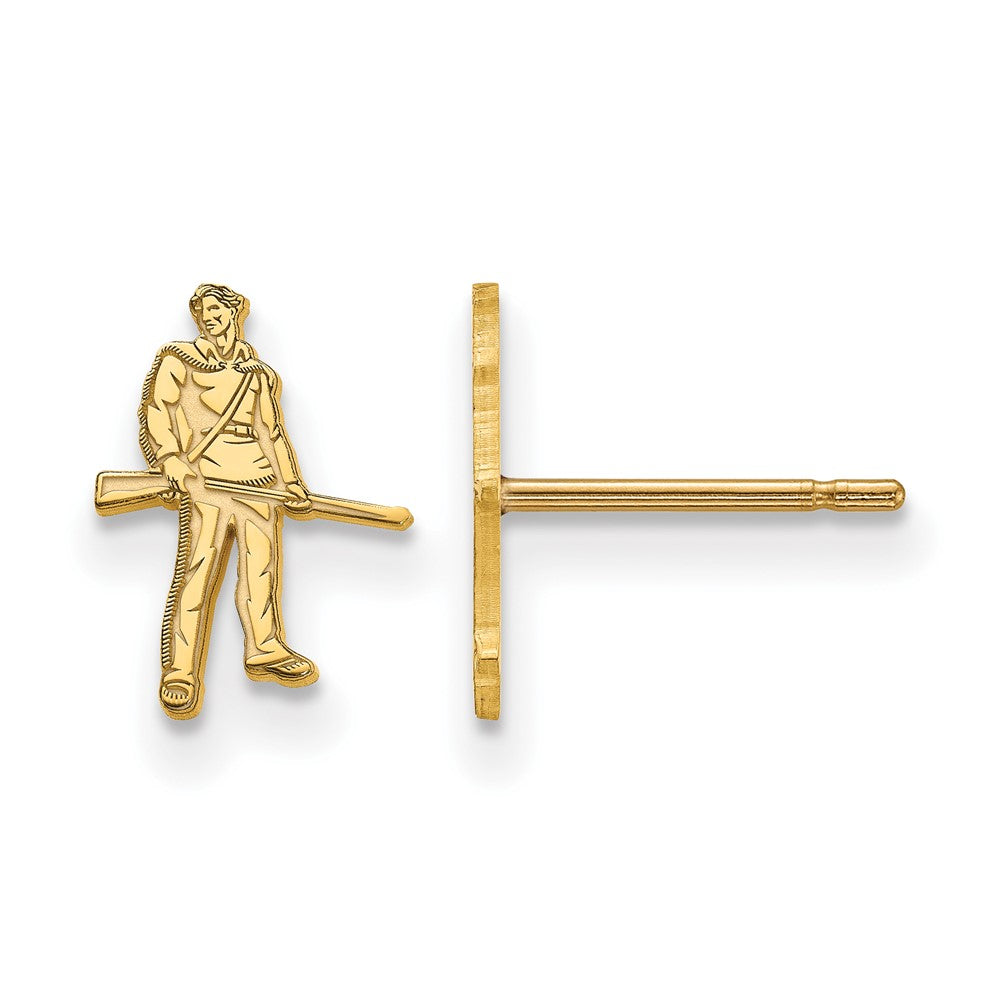 Sterling Silver Gold-plated LogoArt West Virginia University Mountaineer Extra Small Post Earrings