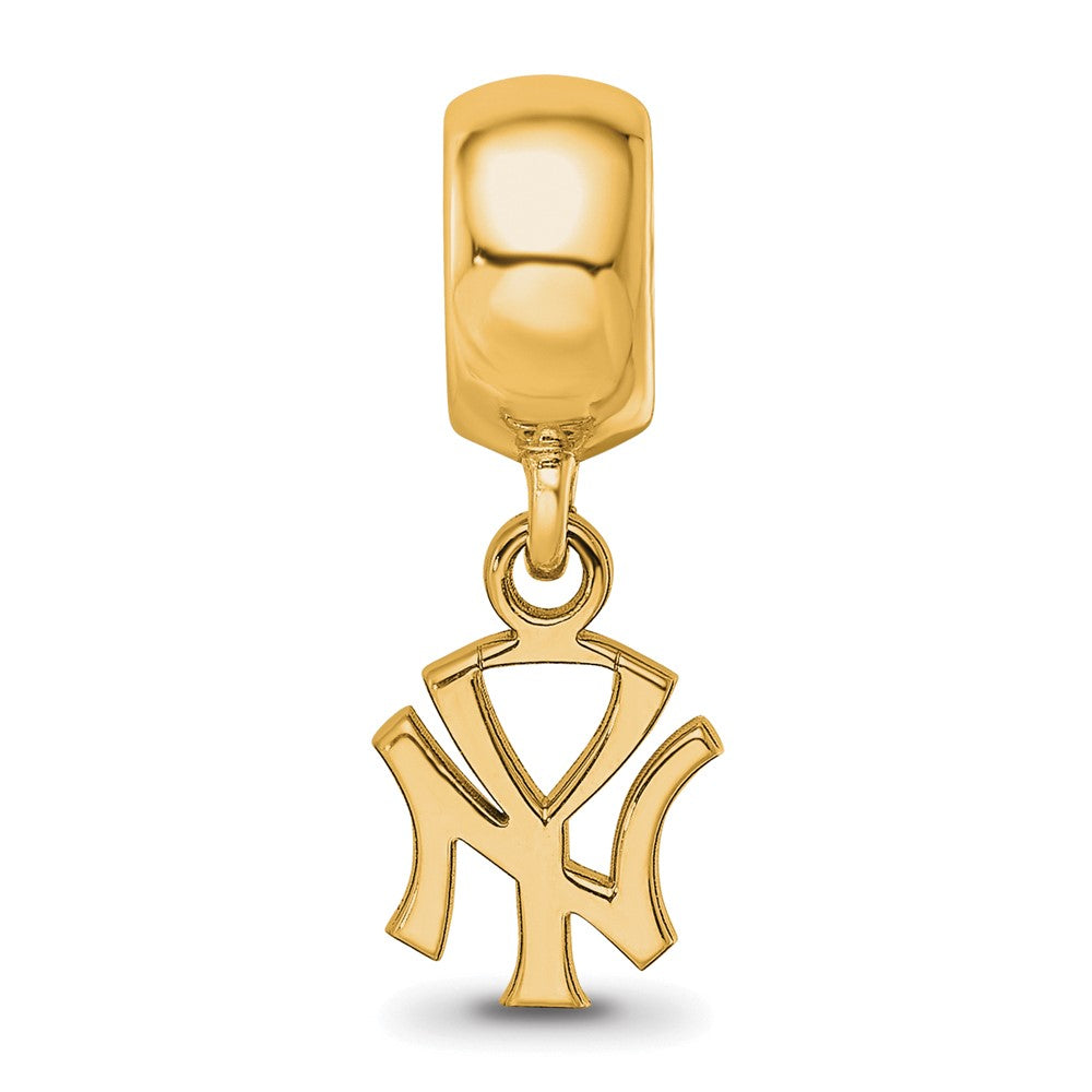 Sterling Silver Gold Plated Major League Baseball LogoArt New York Yankees N-Y Dangle Bead