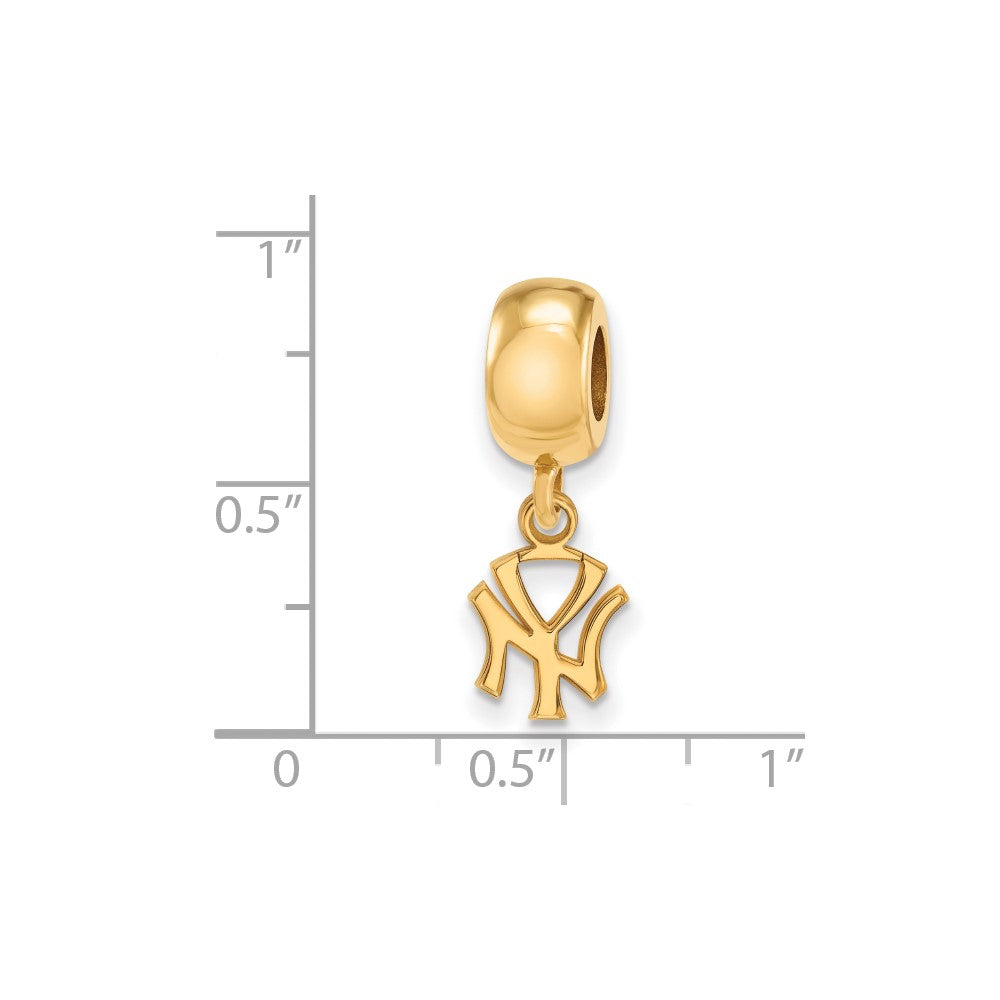 Sterling Silver Gold Plated Major League Baseball LogoArt New York Yankees N-Y Dangle Bead