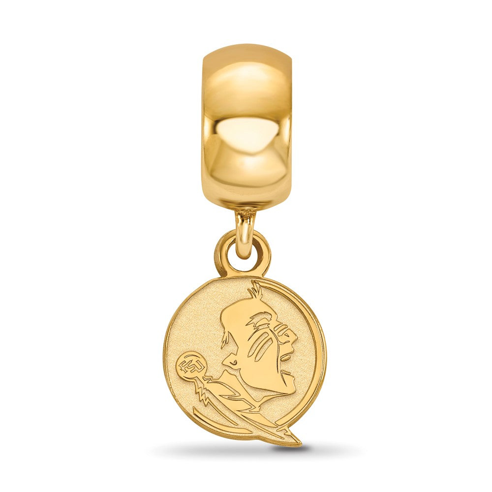 Sterling Silver Gold-plated LogoArt Florida State University Seminole Extra Small Dangle Bead Charm