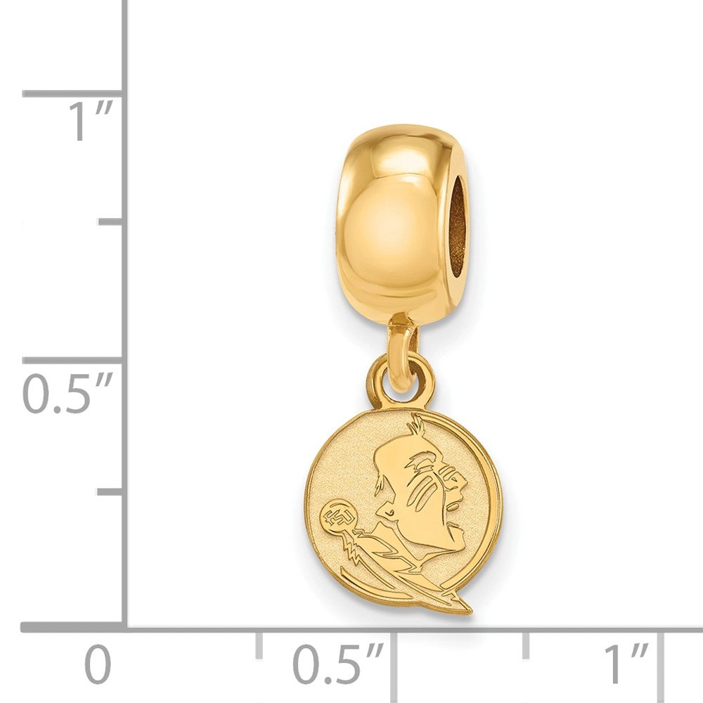 Sterling Silver Gold-plated LogoArt Florida State University Seminole Extra Small Dangle Bead Charm