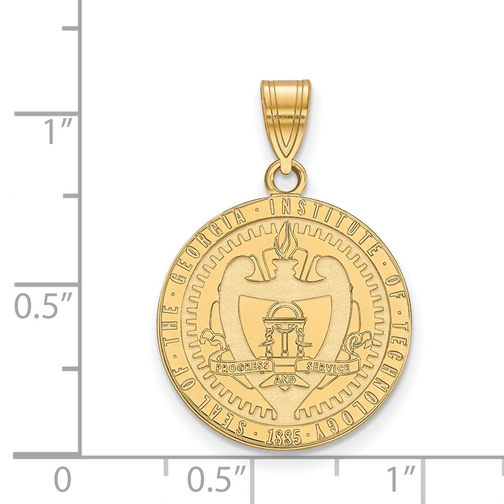 Sterling Silver Gold-plated LogoArt Georgia Institute of Technology Large Crest Pendant