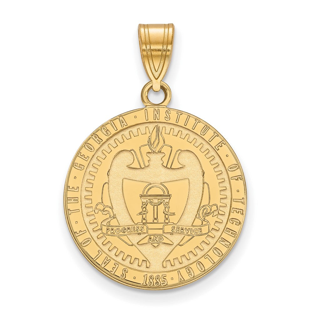 Sterling Silver Gold-plated LogoArt Georgia Institute of Technology Large Crest Pendant