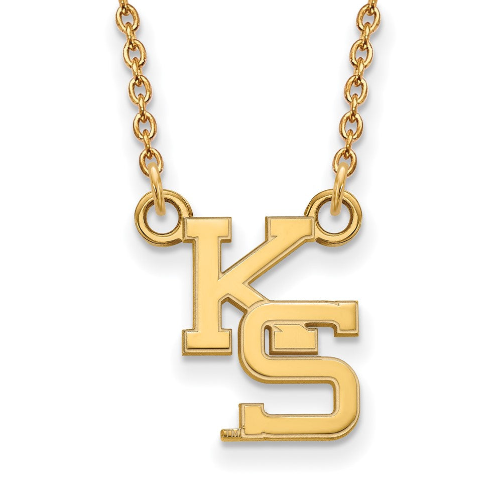Sterling Silver Gold-plated LogoArt Kansas State University K-S Small Pendant 18 inch Necklace