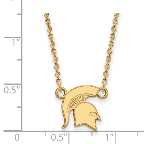 10k Gold LogoArt Michigan State University Spartan Small Pendant 18 inch Necklace