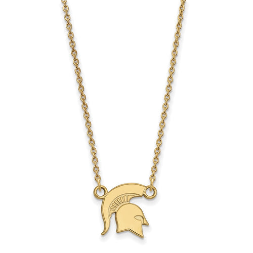 10k Gold LogoArt Michigan State University Spartan Small Pendant 18 inch Necklace