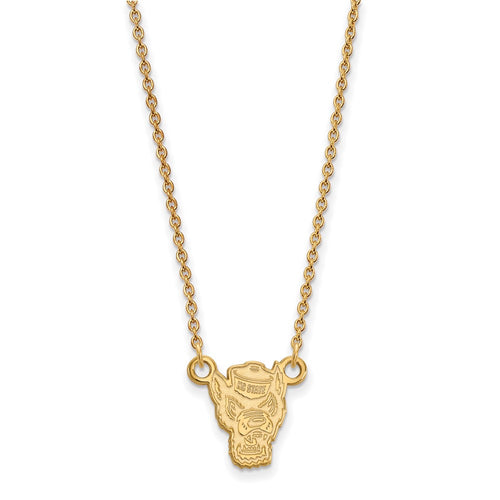 10k Gold LogoArt North Carolina State University Wolf Small Pendant 18 inch Necklace