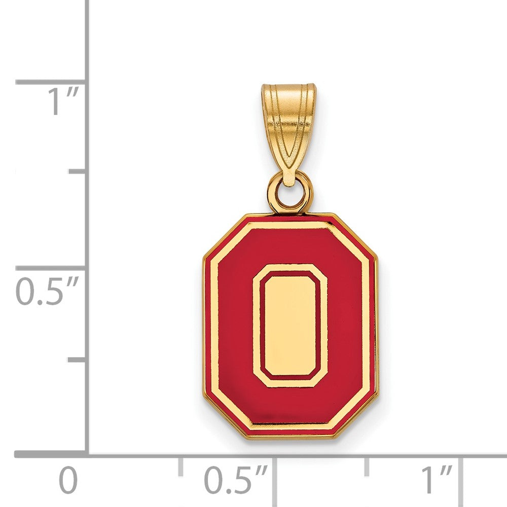 Sterling Silver Gold-plated LogoArt The Ohio State University Letter O Medium Enameled Pendant