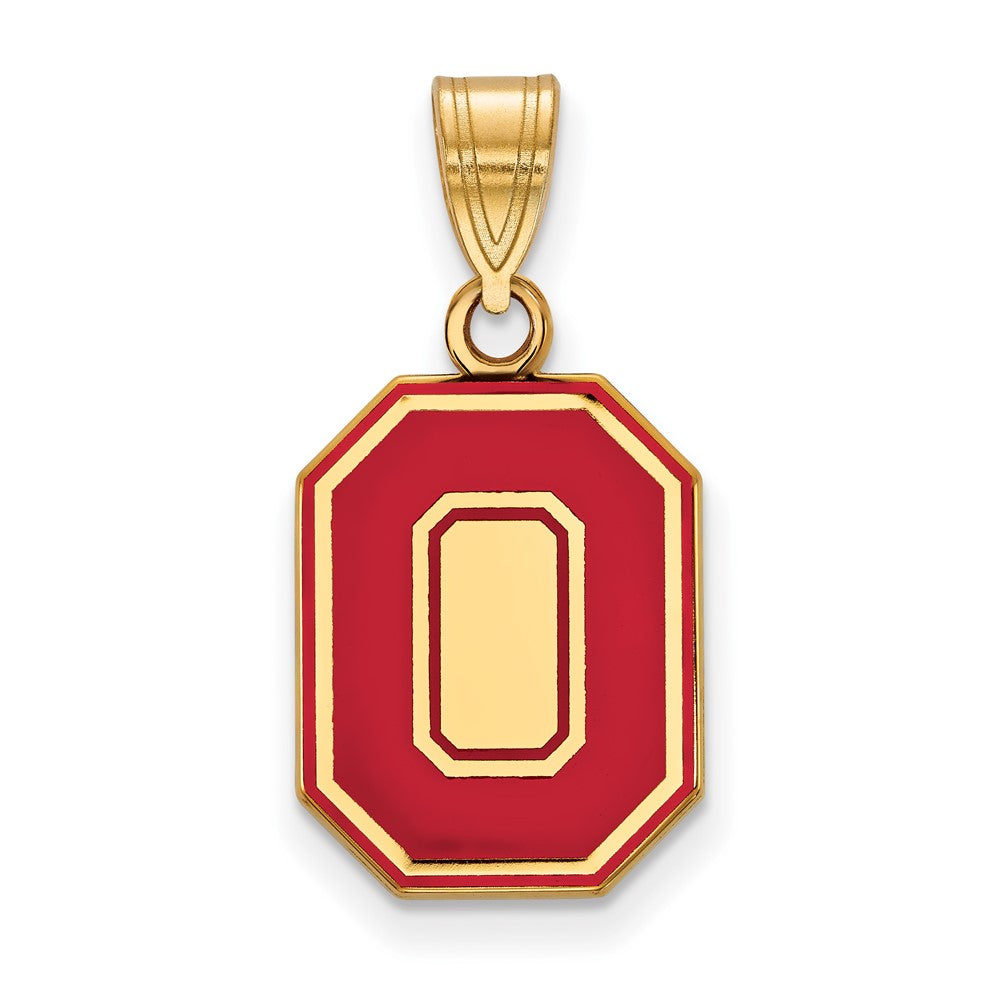 Sterling Silver Gold-plated LogoArt The Ohio State University Letter O Medium Enameled Pendant